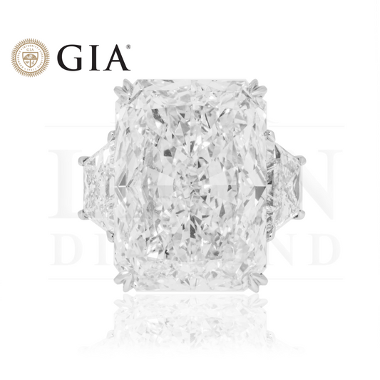 Gia 18K White Gold 20.01Ct Radiant Cut Triple Diamond Engagement Ring 22.35Ctw Bridal