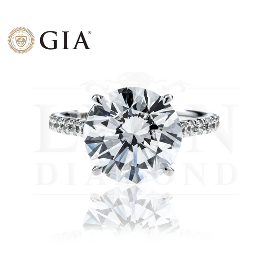 Gia 18K White Gold 5.04Ct Round Diamond Engagement Ring 5.54Ctw Bridal