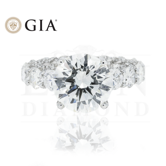 Gia 18K White Gold 5.44Ct Round Diamond Engagement Ring 11.18Ctw Bridal