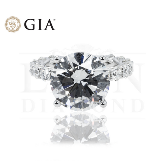 Gia 18K White Gold 7.06Ct Round Diamond Engagement Ring 9.81Ctw Bridal