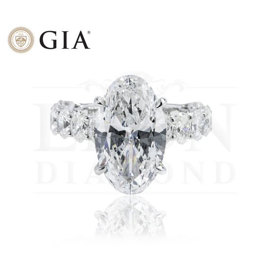 Gia 18K White Gold Full Oval Cut Diamond Engagement Ring 7.78Ctw Bridal