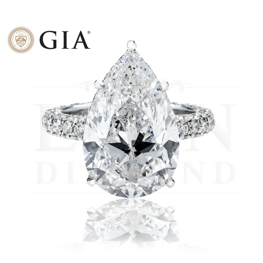 Gia Platinum 10.30Ct Pear Cut Diamond Engagement Ring 13.10Ctw Bridal