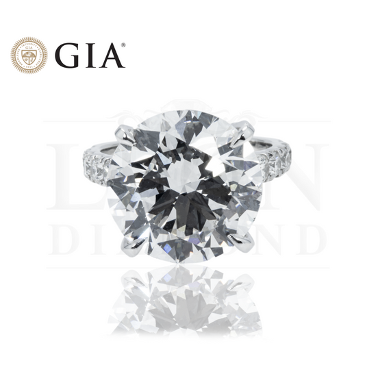 Gia Platinum 11.05Ct Round Diamond Engagement Ring 12.47Ctw Bridal