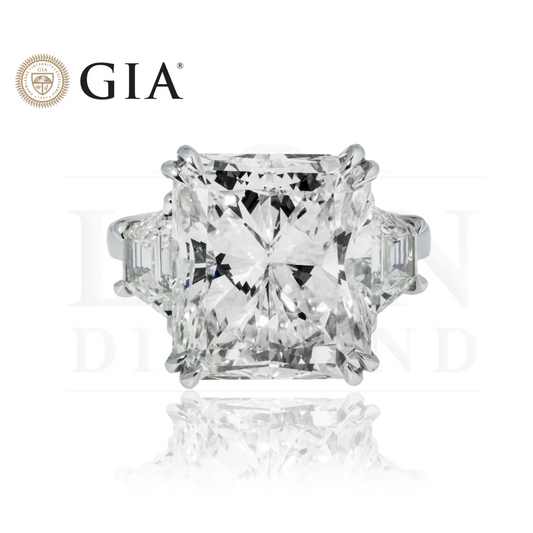 Gia Platinum 13.08Ct Radiant Cut Diamond Engagement Ring 14.46Ctw Bridal