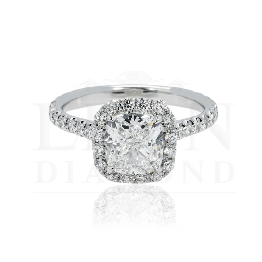 Gia Platinum 2.01Ct Cushion Cut Diamond Engagement Ring W/ Halo 2.86Ctw Bridal