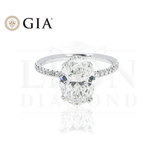 Gia Platinum 2.63Ct Oval Cut Diamond Engagement Ring 2.63Ctw Bridal