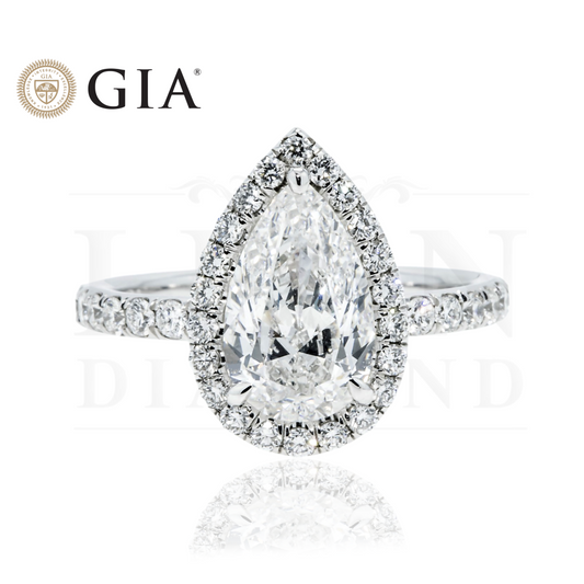 Gia Platinum 2.90Ct Internally Flawless Pear Cut Diamond Engagement Ring 3.10Ctw Bridal