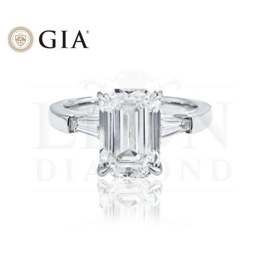 Gia Platinum 4.04Ct Oval Cut Triple Diamond Engagement Ring 4.42Ctw Bridal