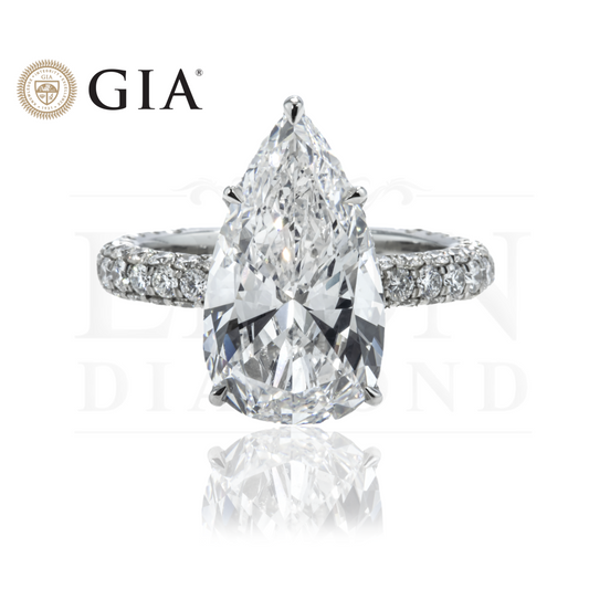 Gia Platinum 5.02Ct Pear Cut Diamond Engagement Ring 6.78Ctw Bridal