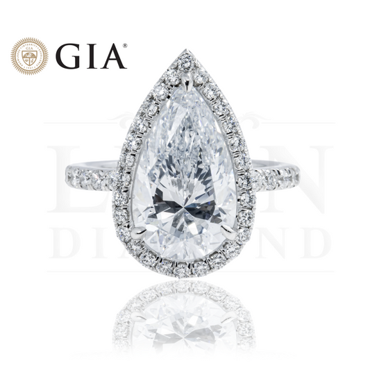 Gia Platinum 5Ct Pear Cut Diamond Engagement Ring 6Ctw Bridal