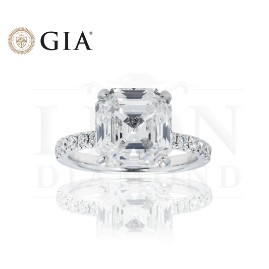 Gia Platinum 6.28Ct Asscher Cut Diamond Engagement Ring 7.09Ctw Bridal