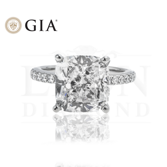 Gia Platinum 6.85Ct Cushion Cut Diamond Engagement Ring 7.43Ctw Bridal