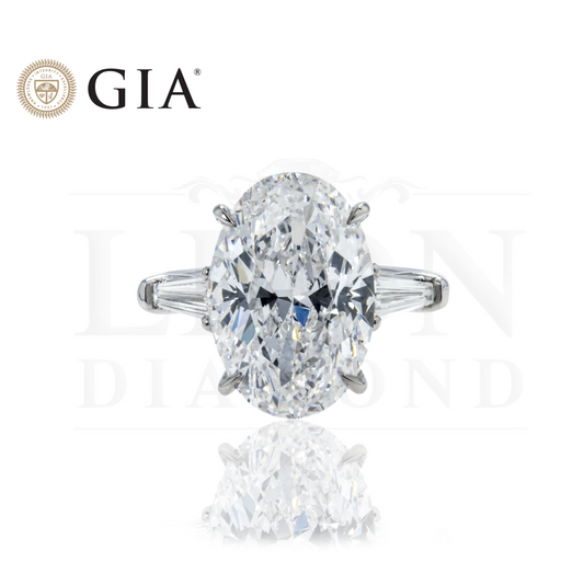 Gia Platinum 8.02Ct Oval Cut Triple Diamond Engagement Ring 8.39Ctw Bridal