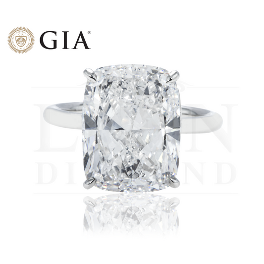 Gia Platinum Solitaire 10.01Ct Cushion Cut Diamond Engagement Ring Bridal