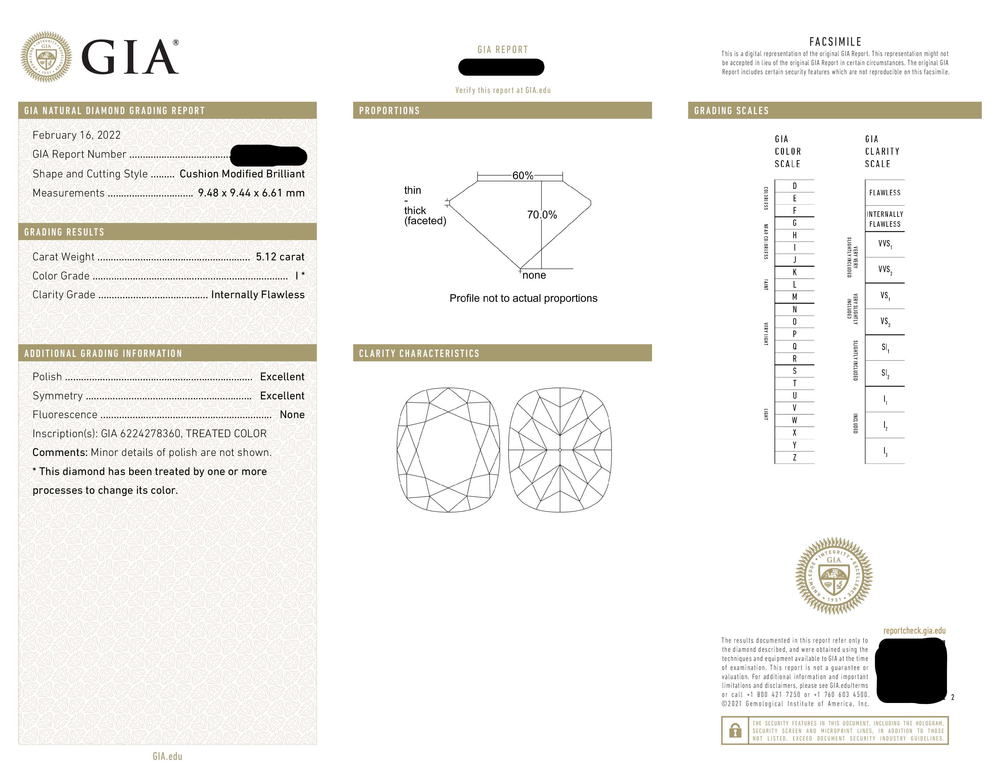 Gia 18K White Gold 5.12Ct Cushion Cut Diamond Engagement Ring 6.39Ctw Bridal