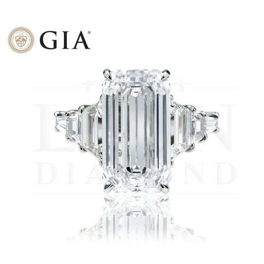 Hall Of Mirrors Gia Platinum 10.77Ct Emerald Cut Diamond Engagement Ring 13.68Ctw Bridal