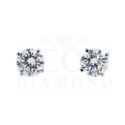 Igi 14K White Gold 1.10Ct Each Solitaire Round Diamond Stud Earrings 2.20Ctw