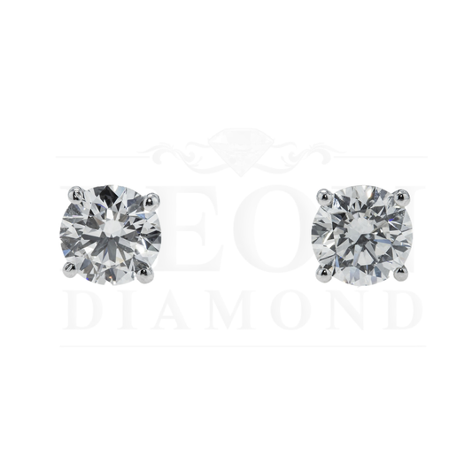 Igi 14K White Gold 1.1Ct Each Solitaire Round Diamond Stud Earrings 2.21Ctw