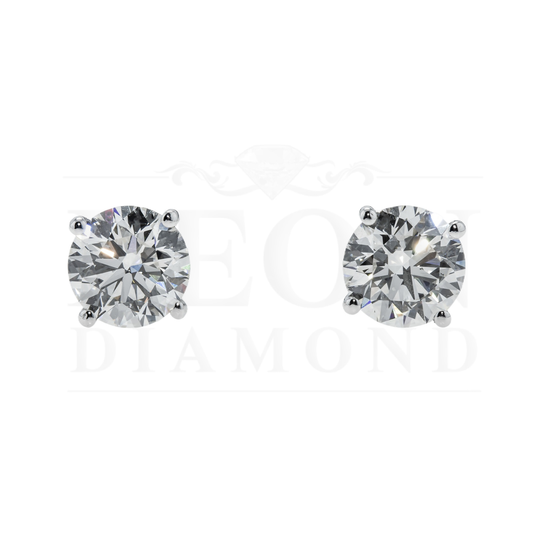 Igi 14K White Gold 1.3Ct Each Solitaire Round Diamond Stud Earrings 2.64Ctw