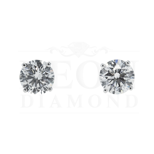 Igi 14K White Gold 2.1Ct Each Solitaire Round Diamond Sud Earrings 4.21Ctw