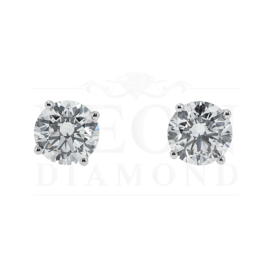 Igi 14K White Gold 3.03Ct Each Solitaire Round Diamond Stud Earrings 6.08Ctw