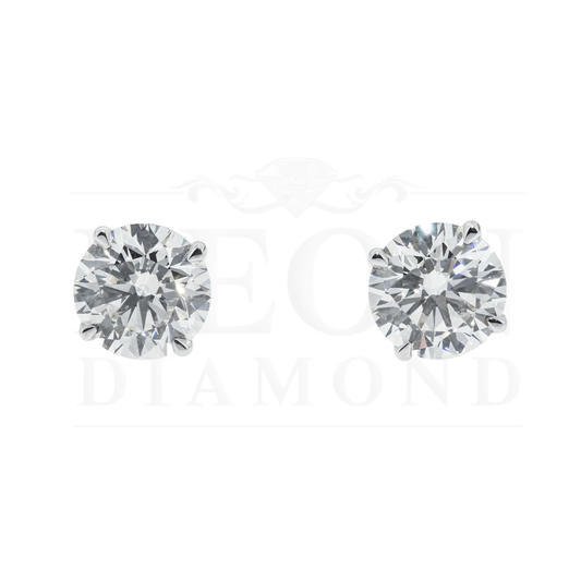 Igi 14K White Gold 3.3Ct Each Round Diamond Solitaire Stud Earrings 6.74Ctw