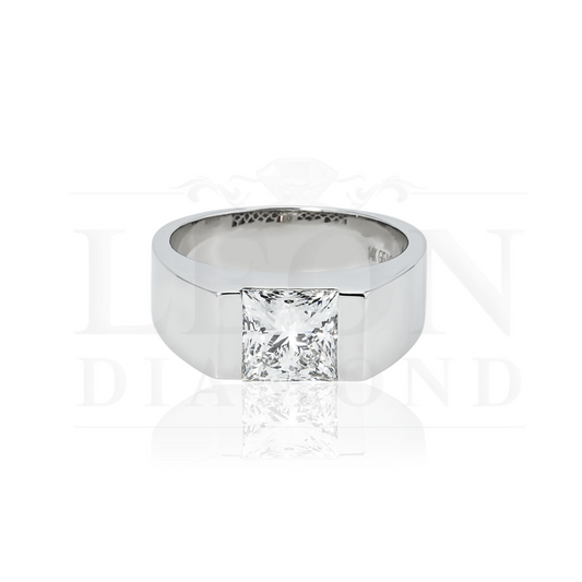 Igi 14K White Gold Solitaire Princess Cut Diamond Ring 3.05Ct Rings