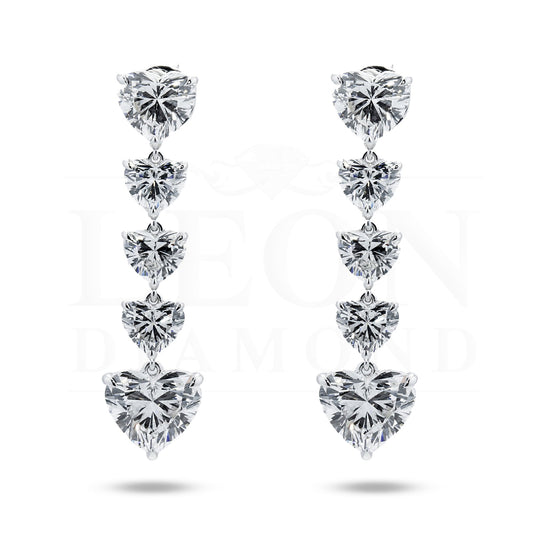 Igi 18K White Gold Heart Cut Diamond Drop Earrings 18.61Ctw