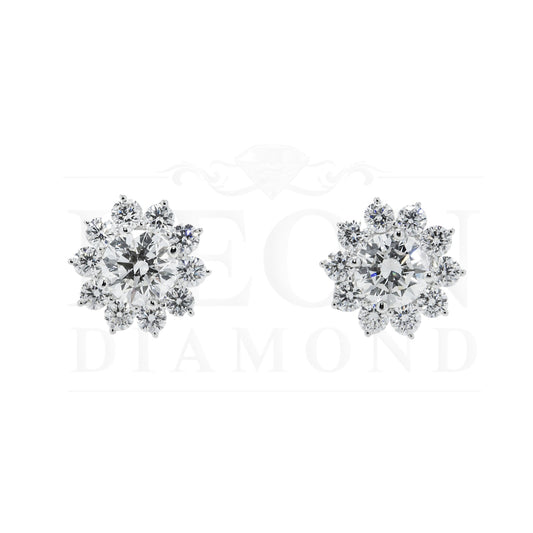 Igi 18K White Gold Round Diamond Sun Stud Earrings 3.60Ctw