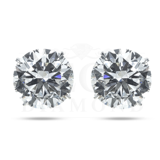 Igi Certified Platinum 10 Carats Each Solitaire Round Diamond Stud Earrings 20.21Ctw