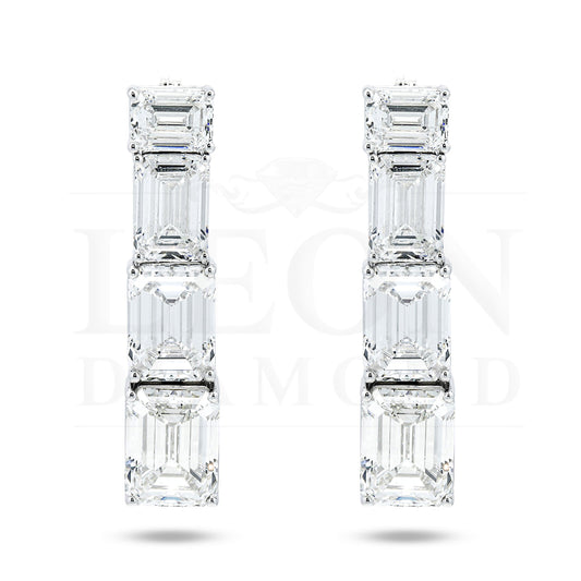 Igi Platinum Emerald Cut Diamond Drop Earrings 40.13Ctw