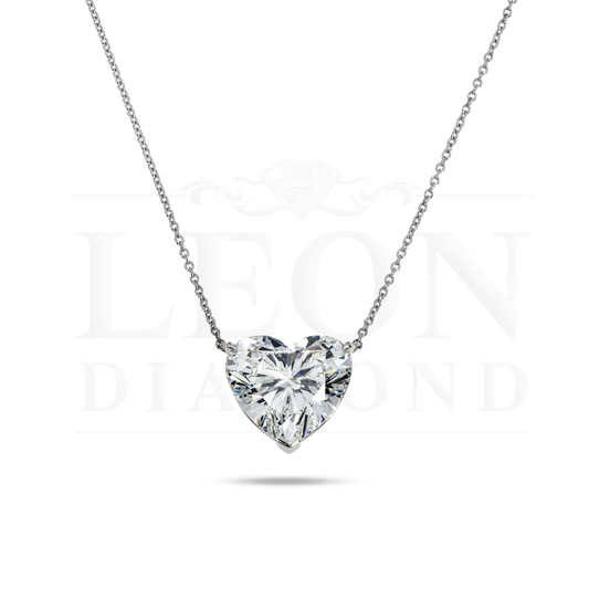 Igi Platinum Solitaire Heart Cut Diamond Pendant & Chain Necklace 13.16Ct Necklace