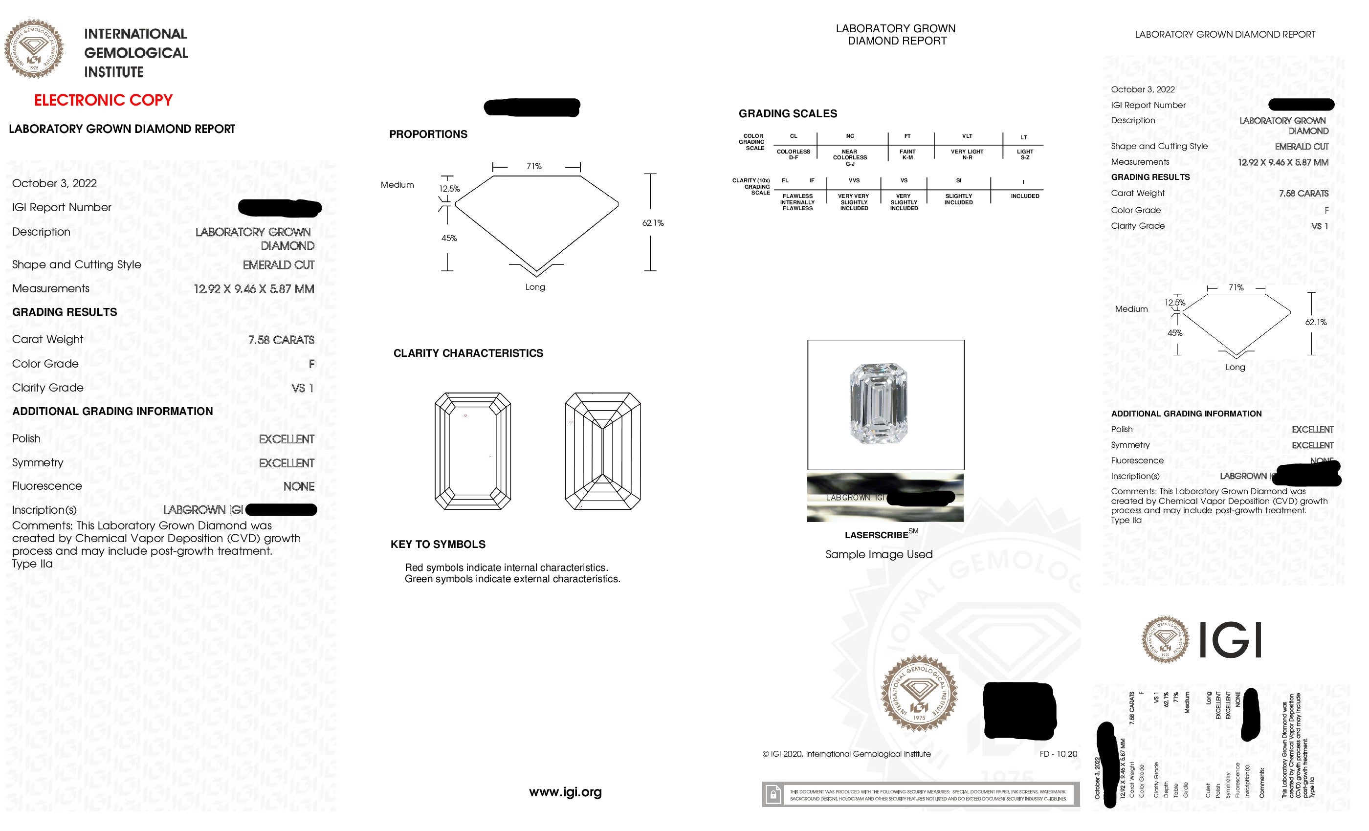 18K White Gold 7.58Ct Emerald Cut Diamond Engagement Ring 11.43Ctw Bridal