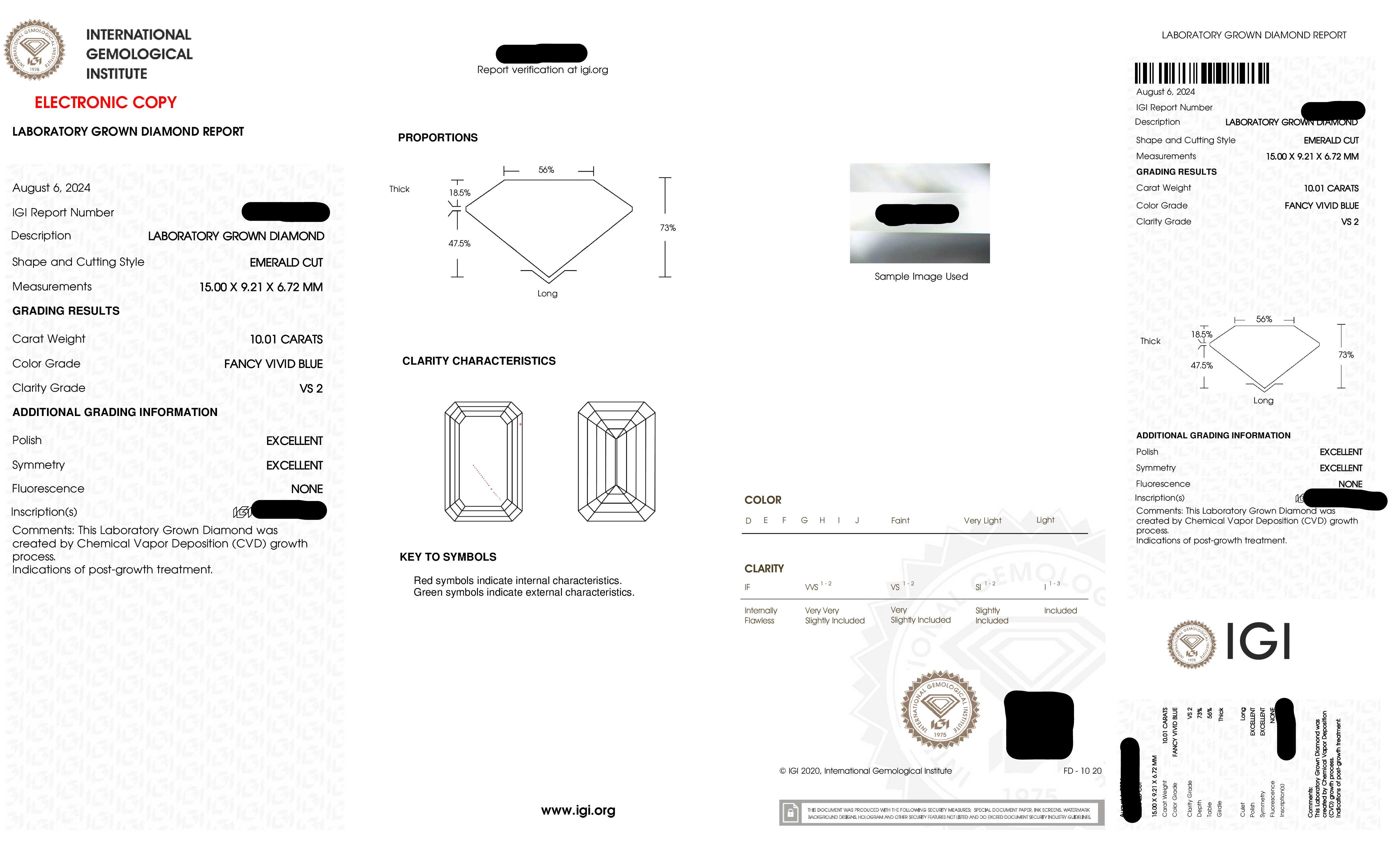 18K White Gold 10.01Ct Emerald Cut Fancy Vivid Blue Diamond Engagement Ring 10.91Ct Bridal