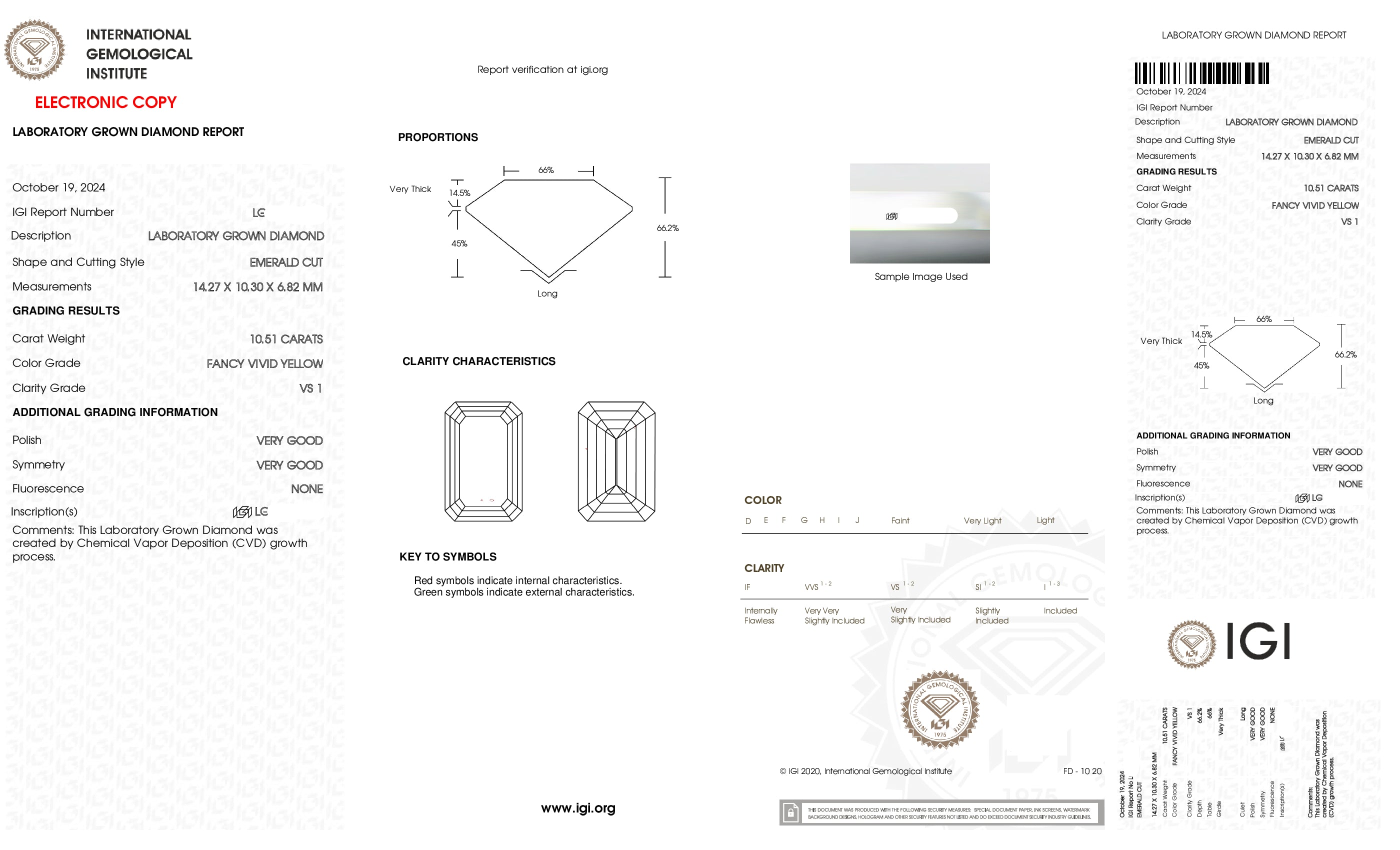 18K White Gold 10.51ct Emerald Cut Fancy Vivid Yellow Diamond Ring 11.93ctw