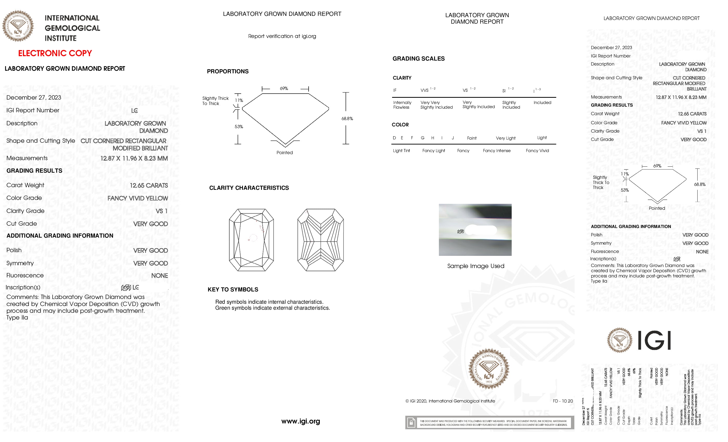 Platinum 12.65ct Radiant Cut Fancy Vivid Yellow Diamond Ring 15.41ctw