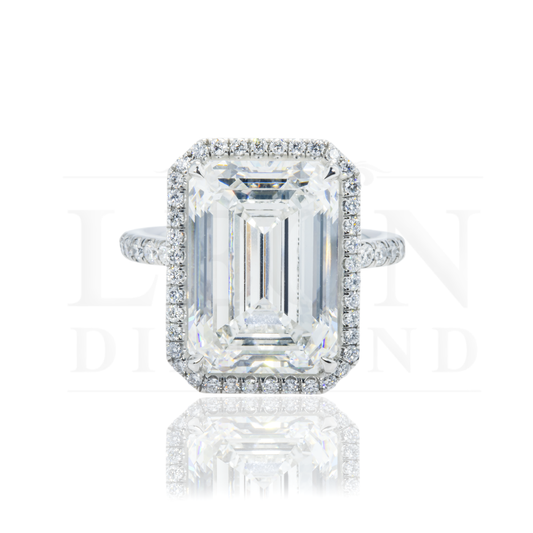 Platinum 10.17Ct Emerald Cut Diamond Engagement Ring 11.07Ctw Bridal