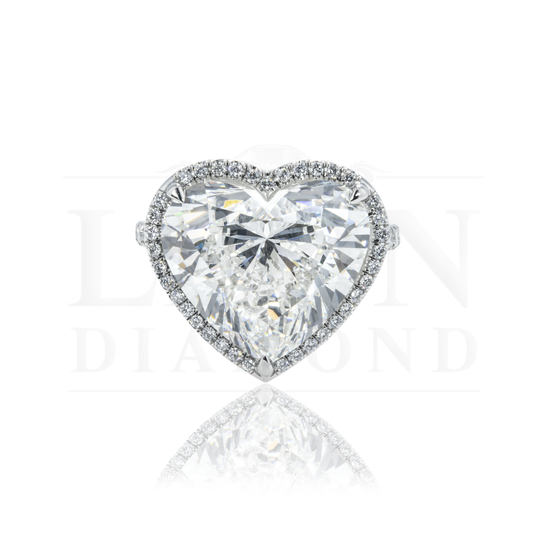 Platinum 10.50Ct Heart Cut Diamond Engagement Ring 11.40Ctw Bridal