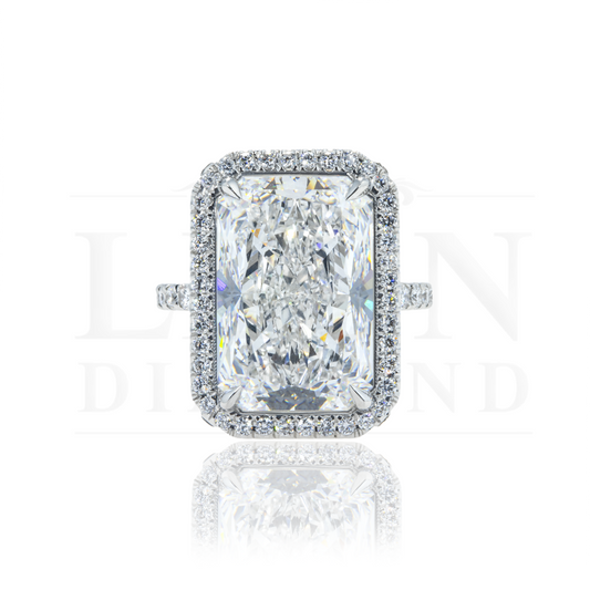 Platinum 12.20Ct Radiant Cut Diamond Engagement Ring 13.20Ctw Bridal