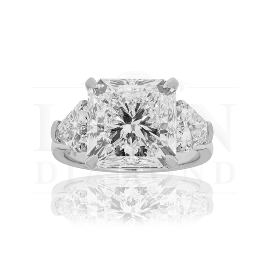 Platinum 7Ct Square Radiant Cut Diamond Engagement Ring 8.54Ctw Bridal