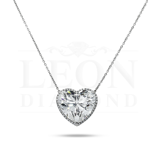 Platinum Heart Cut Diamond Pendant & Chain Necklace 22.23Ct Necklace