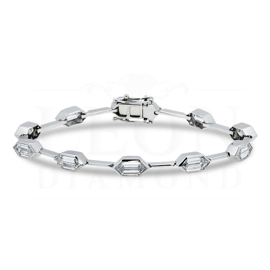 Platinum Hexagon Cut Diamond Satellite Bracelet 10.92Ct Bracelets