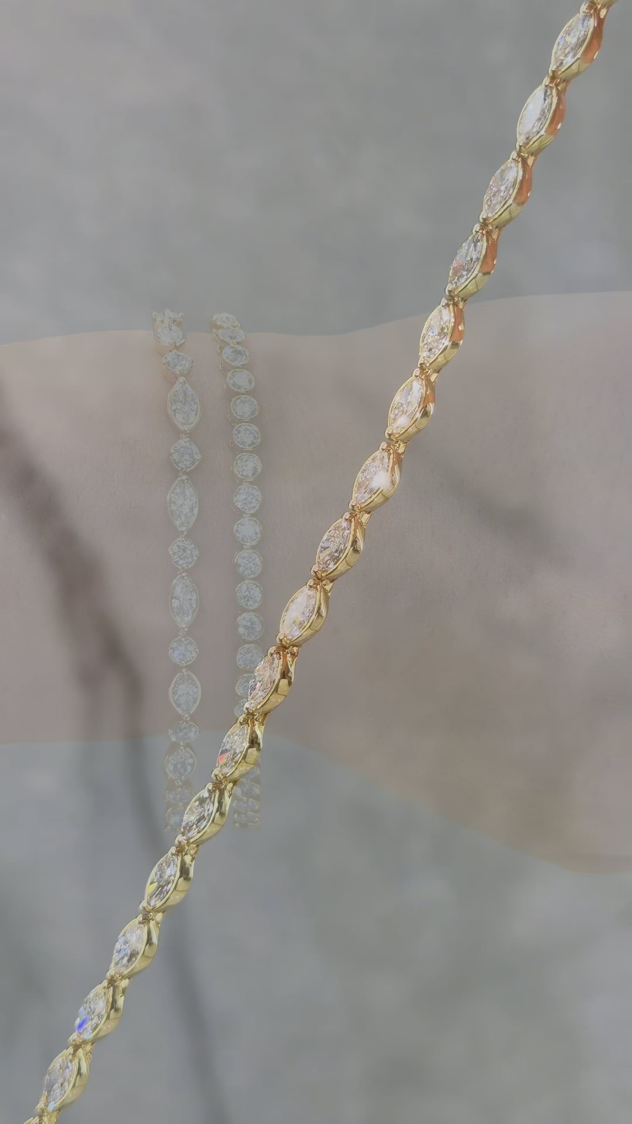 14K Yellow Gold Bezel Set Marquise Cut Diamond Tennis Bracelet 4.30ct