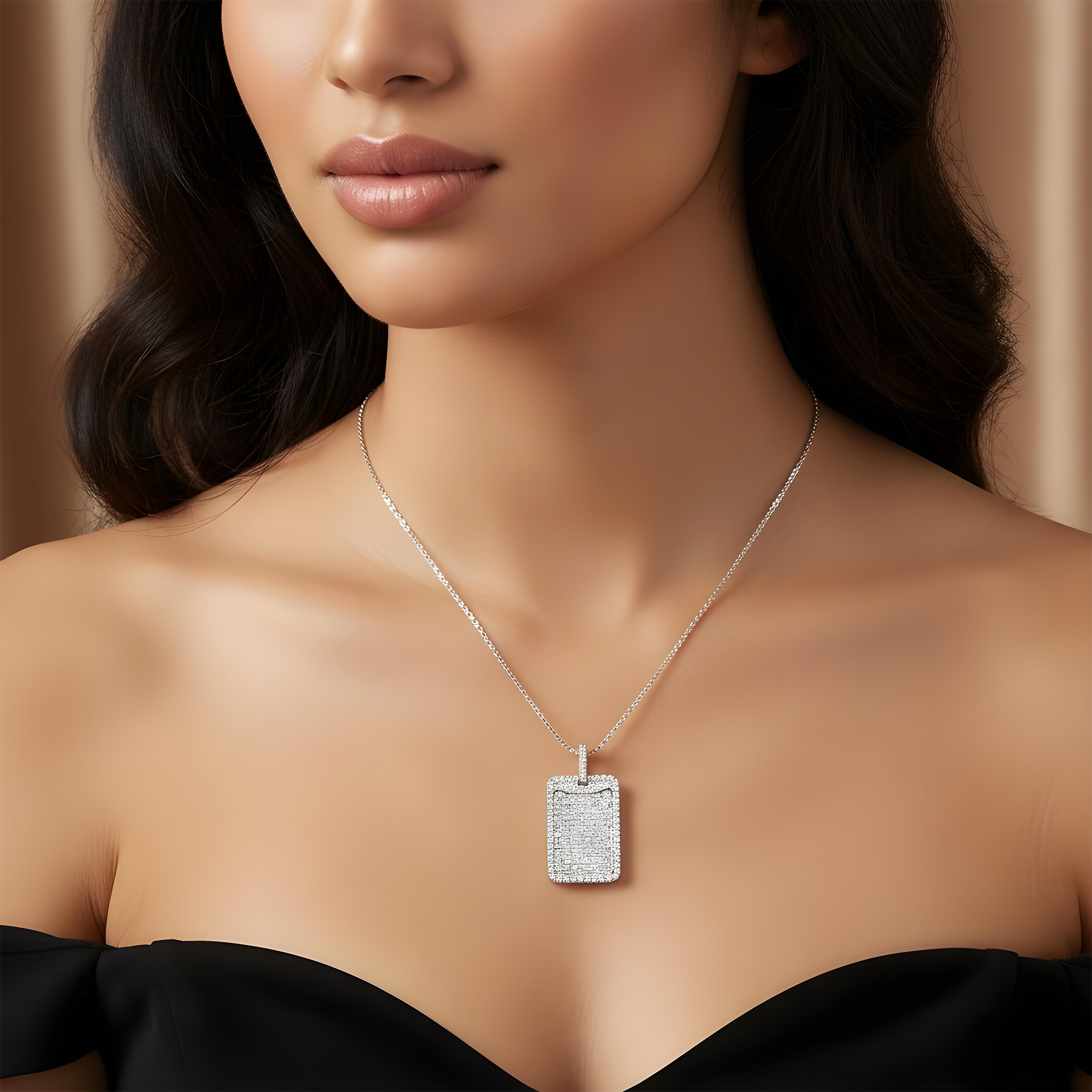 14K Yellow Gold Emerald & Round Diamond Dog Tag Pendant 11.75ct