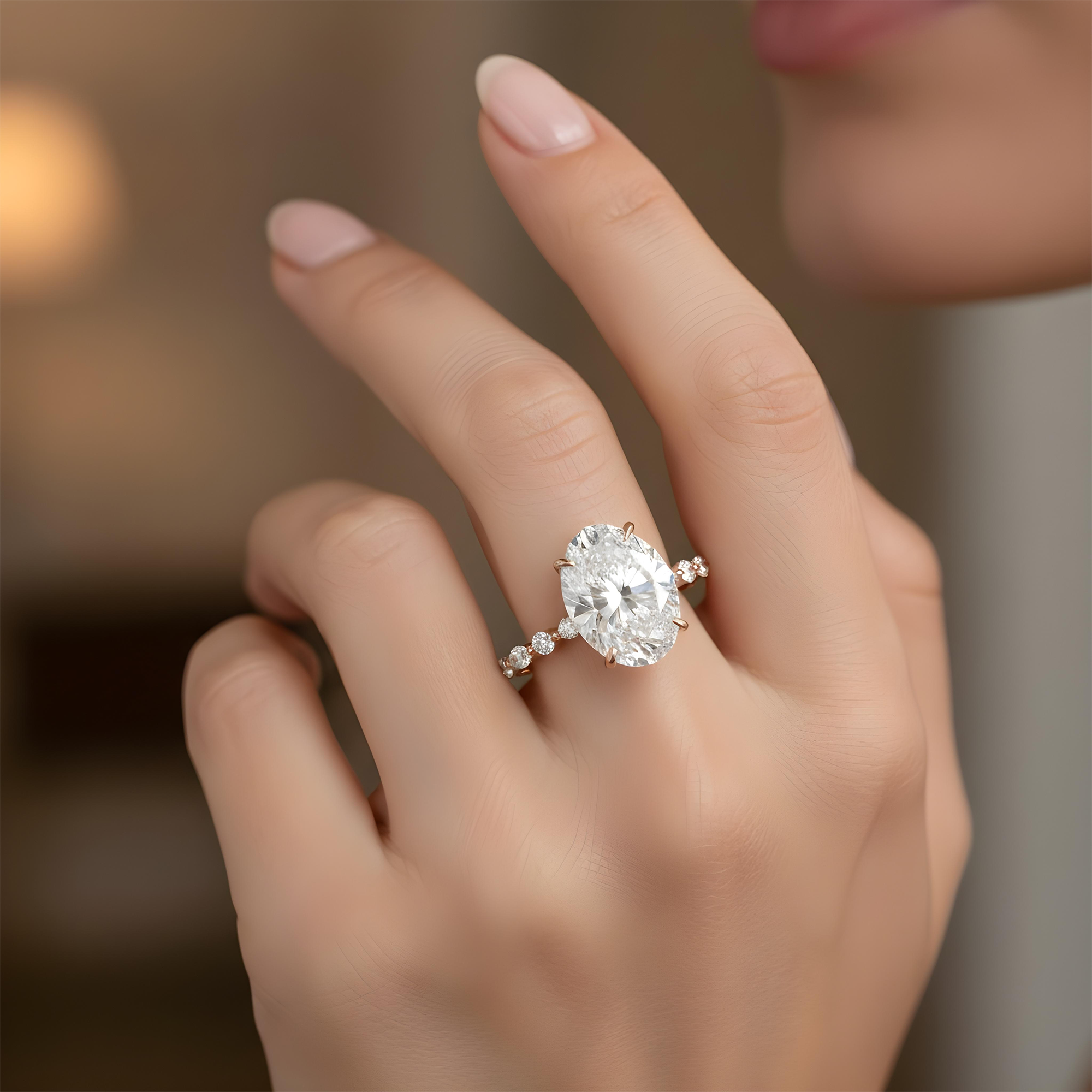 GIA 18K White Gold 4ct Oval Cut Diamond Engagement Ring 5ctw