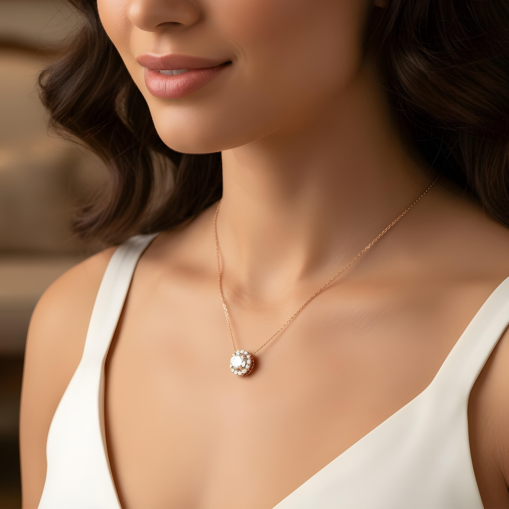 14K & 18K White Gold Round Diamond Pendant & Chain Necklace 2.27ct