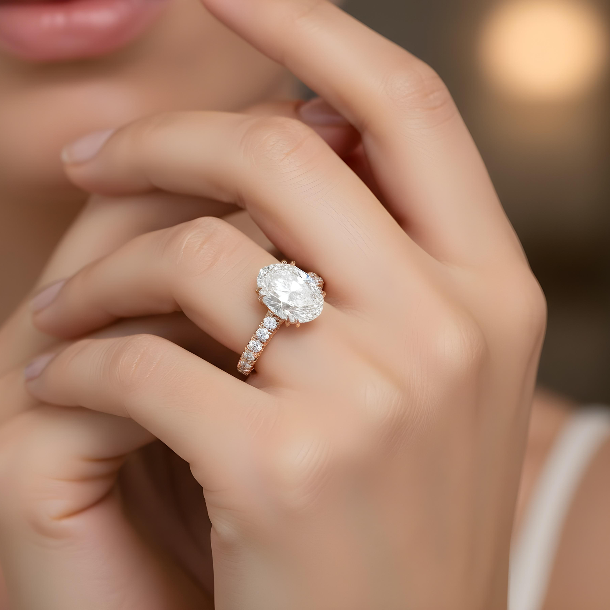 18K White Gold 8ct Oval Cut Diamond Engagement Ring 10.10ct