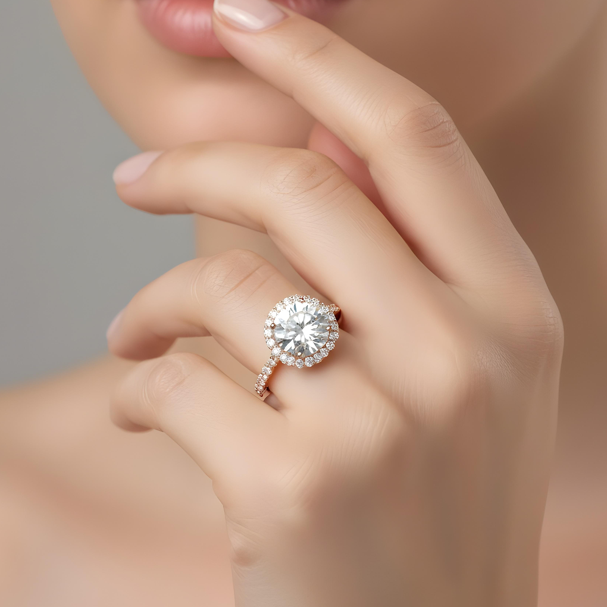 18K White Gold 5.11ct Round Cut Diamond Engagement Ring 6.67ctw