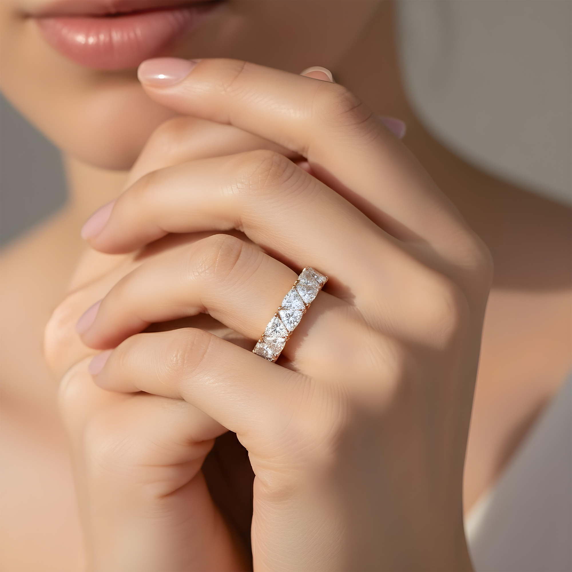 14K White Gold Trillion Cut Diamond Eternity Ring 7.89ct (size 6.25)