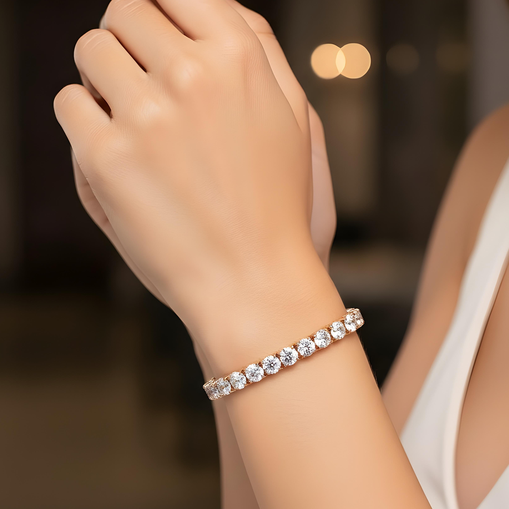 14K White Gold Round Diamond Tennis Bracelet 34.65ct
